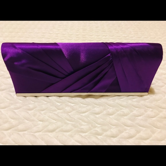 Purple Satin Clutch with Gold Metal Edging NWOT Item #1836 - Picture 2 of 8